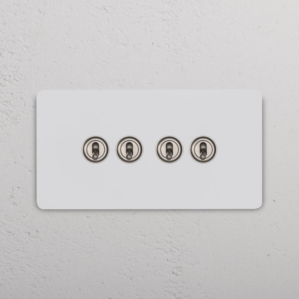 Grove IT Grove 4-Module 4x Toggle Switch – Paintable Satin Nickel