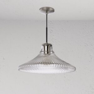 Hammersmith duża lampa wisząca z ryflowanym szkłem – Polerowany nikiel