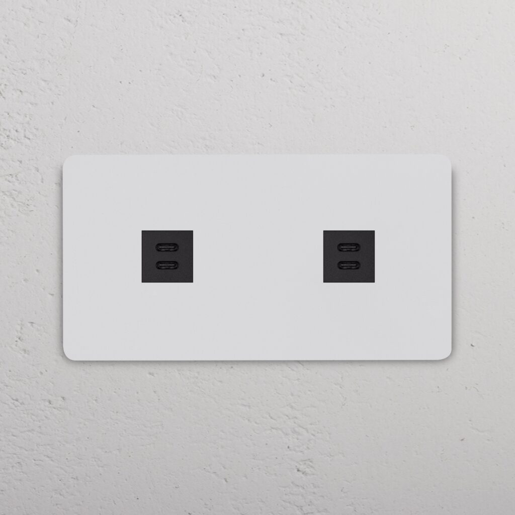 Grove Gniazdo USB-C 30 W x 2 w podwójnej ramce – Do malowania, Czarny