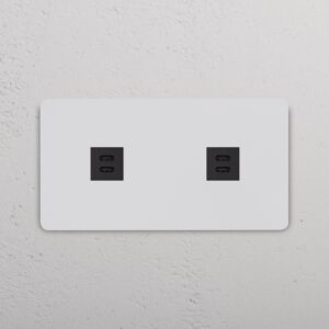 Grove Gniazdo USB-C 30 W x 2 w podwójnej ramce – Do malowania, Czarny