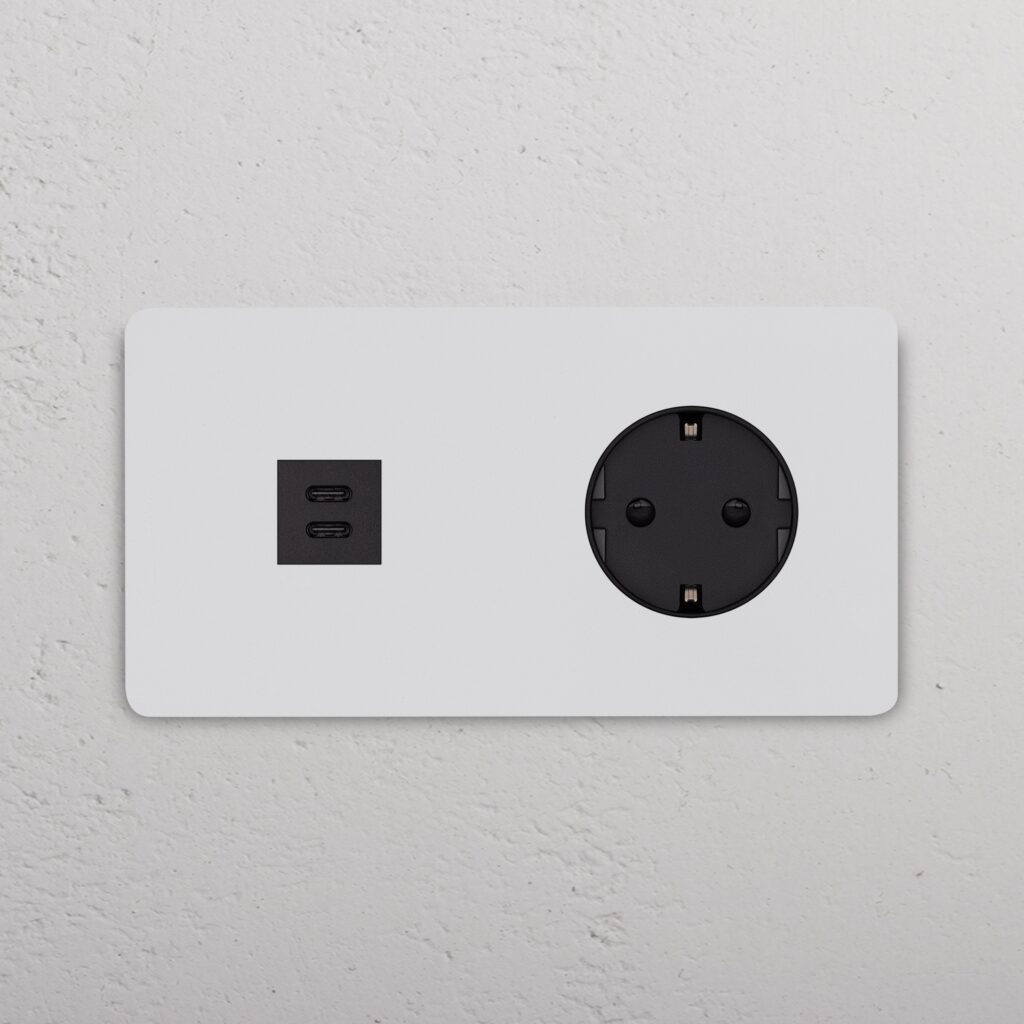 Grove Podwójne gniazdo USB-C 30 W i gniazdo Schuko typu F – Do malowania, Czarny