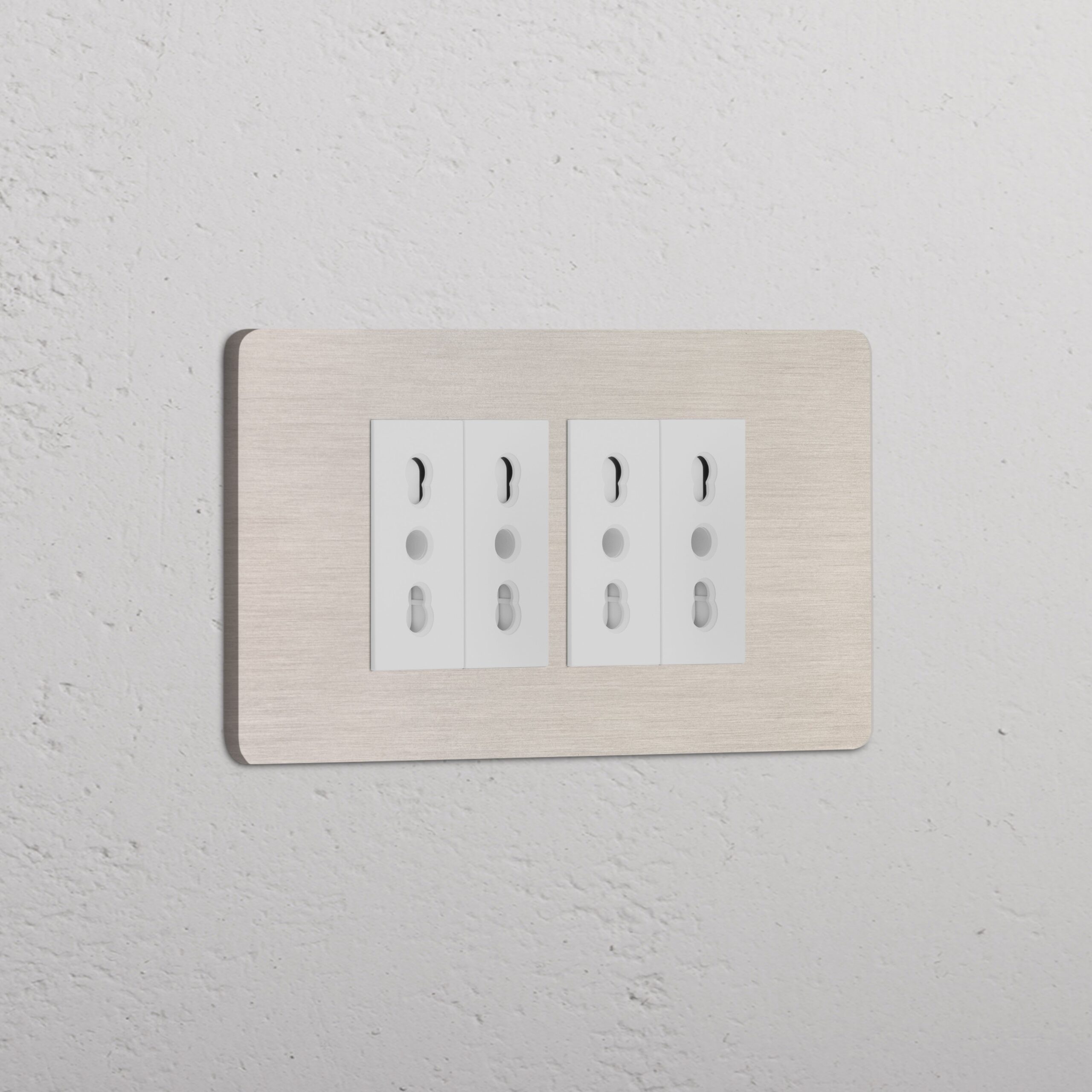Grove 4-Module 4x Bipasso Socket – Satynowy nikiel, Biały
