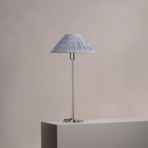 Cotswold średnia plisowana lampa stołowa niebieskoszary – Satynowy nikiel