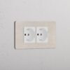 Grove 4-Module 2x Schuko/Bipasso Socket – Satynowy nikiel, Biały