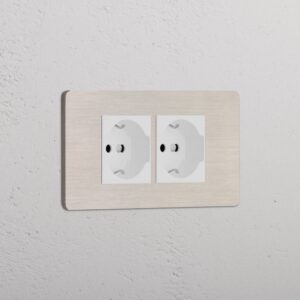 Grove 4-Module 2x Schuko/Bipasso Socket – Satynowy nikiel, Biały