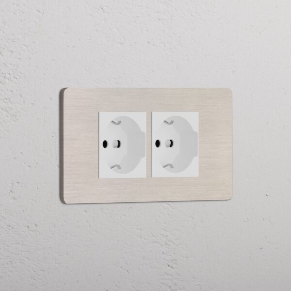 Grove 4-Module 2x Schuko/Bipasso Socket – Satynowy nikiel, Biały