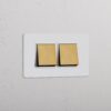 Grove 4-Module 2x Rocker Switch – Paintable Antique Brass, Biały