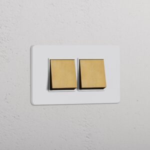 Grove 4-Module 2x Rocker Switch – Paintable Antique Brass, Biały
