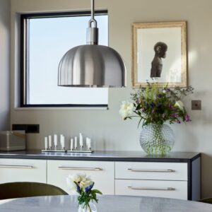 Lampa wisząca Forked L z osłoną ową Srebrną