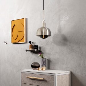 Lampa wisząca z kloszem Forked M z osłoną ową Srebrną z Dymionym Kloszem