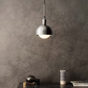 Lampa wisząca z kloszem Forked M z osłoną ową Srebrną z Mlecznym Kloszem