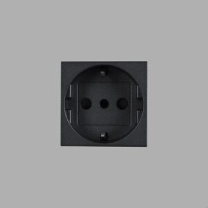 Gniazdo modułowe pojedyncze Typ F + L Italian 45mm Standard Europejski – Czarny (EU)