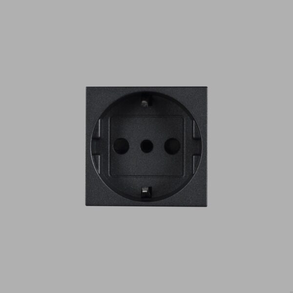 Gniazdo modułowe pojedyncze Typ F + L Italian 45mm Standard Europejski – Czarny (EU)