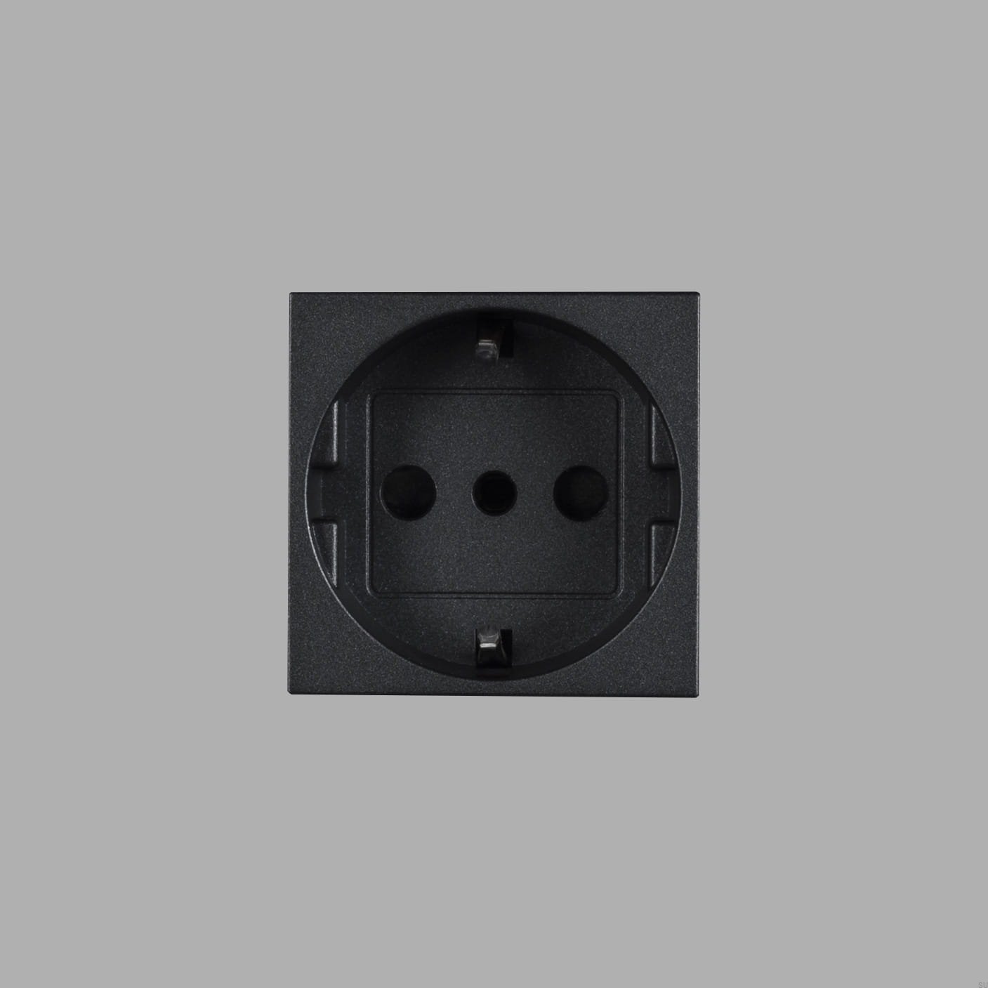 Gniazdo modułowe pojedyncze Typ F + L Italian 45mm Standard Europejski – Czarny (EU)