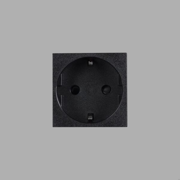 Gniazdo modułowe pojedyncze Typ F Schuko 45mm Standard Europejski – Czarny (EU)