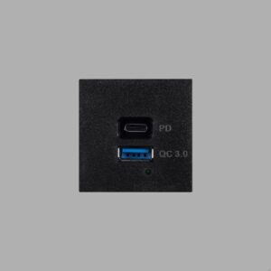 Moduł ładowania USB A+C Quickcharge Standard Europejski – Czarny (EU)