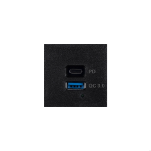 Moduł ładowania USB A+C Quickcharge Standard Europejski – Czarny (EU)