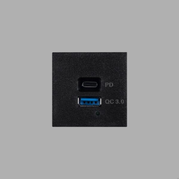 Moduł ładowania USB A+C Quickcharge Standard Europejski – Czarny (EU)