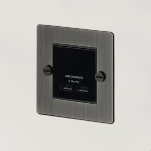 Moduł Gniazda podwójne USB do Euro Plate Standard Brytyjski – Czarny (UK)