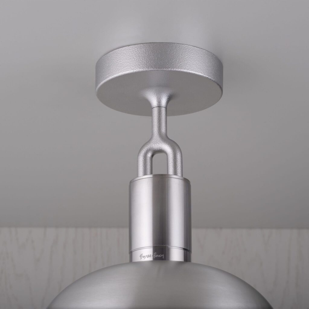 Lampa sufitowa Forked M z osłoną ową Srebrną i Dymionym Kloszem