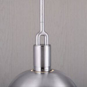 Lampa wisząca z kloszem Forked L z osłoną ową Srebrną z Mlecznym Kloszem