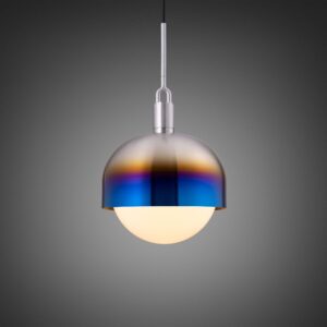Lampa wisząca z kloszem Forked L z osłoną ową z Mlecznym Kloszem