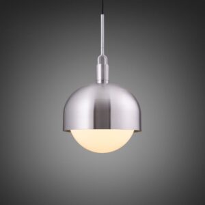 Lampa wisząca z kloszem Forked L z osłoną ową Srebrną z Mlecznym Kloszem
