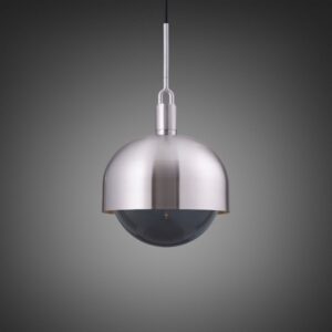 Lampa wisząca z kloszem Forked L z osłoną ową Srebrną z Dymionym Kloszem
