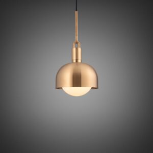 Lampa wisząca z kloszem Forked M z osłoną Mosiężną z Mlecznym Kloszem
