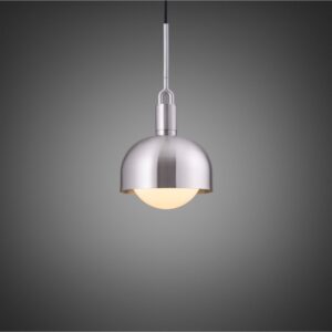 Lampa wisząca z kloszem Forked M z osłoną ową Srebrną z Mlecznym Kloszem
