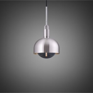 Lampa wisząca z kloszem Forked M z osłoną ową Srebrną z Dymionym Kloszem