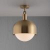 Lampa sufitowa Forked L z osłoną Mosiężną i Mlecznym Kloszem