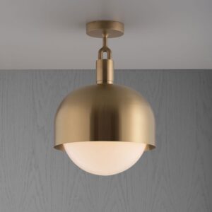 Lampa sufitowa Forked L z osłoną Mosiężną i Mlecznym Kloszem