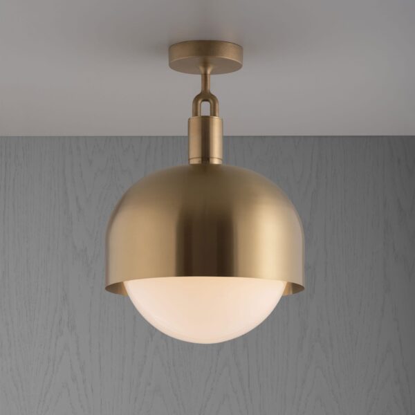 Lampa sufitowa Forked L z osłoną Mosiężną i Mlecznym Kloszem
