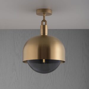 Lampa sufitowa Forked L z osłoną Mosiężną i Dymionym Kloszem