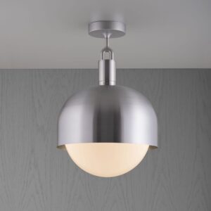 Lampa sufitowa Forked L z osłoną ową Srebrną i Mlecznym Kloszem
