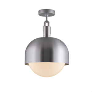 Lampa sufitowa Forked L z osłoną ową Srebrną i Mlecznym Kloszem