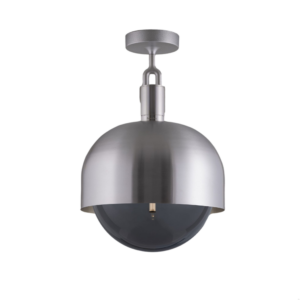 Lampa sufitowa Forked L z osłoną ową Srebrną i Dymionym Kloszem
