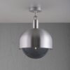 Lampa sufitowa Forked L z osłoną ową Srebrną i Dymionym Kloszem