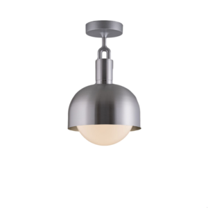 Lampa sufitowa Forked M z osłoną ową Srebrną i Mlecznym Kloszem