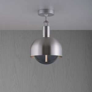 Lampa sufitowa Forked M z osłoną ową Srebrną i Dymionym Kloszem