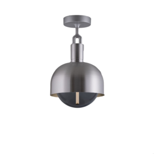 Lampa sufitowa Forked M z osłoną ową Srebrną i Dymionym Kloszem
