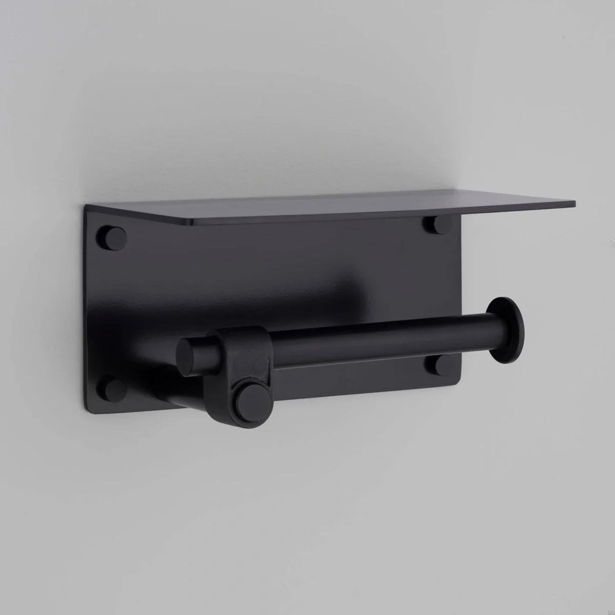 Uchwyt na papier toaletowy z półką Cast Welder’s Black – Czarny