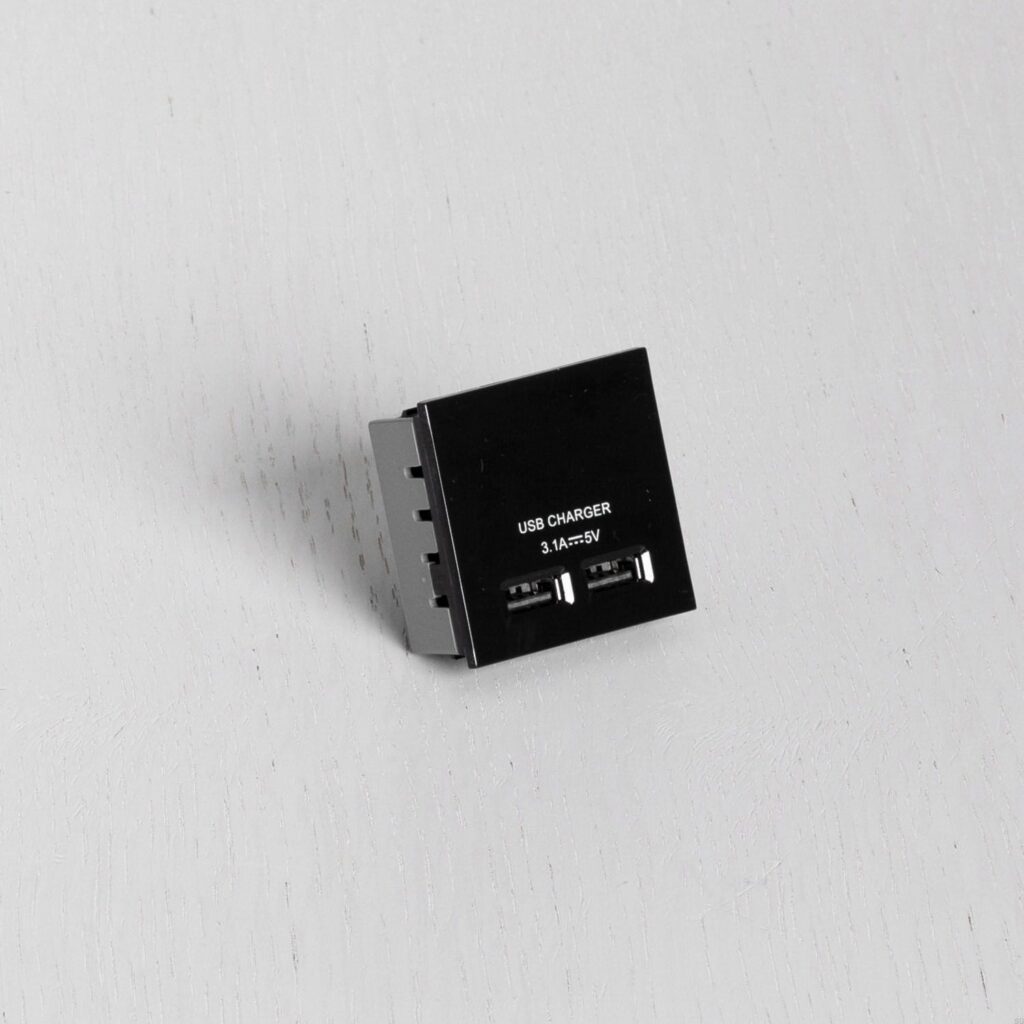 Moduł Gniazda podwójne USB do Euro Plate Standard Brytyjski – Czarny (UK)