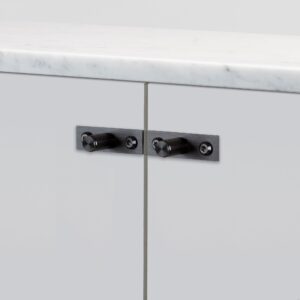 Gałka meblowa z podkładką Linear Plate 12 (zestaw) – Gun Metal