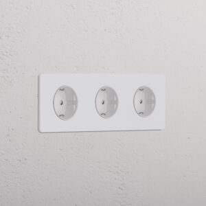 Grove Gniazdo Schuko typu F x 3 w potrójnej ramce – Do malowania, Biały