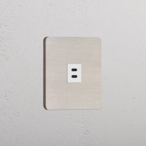Grove Gniazdo USB-C 30 W w pojedynczej ramce – Satynowy nikiel, Biały