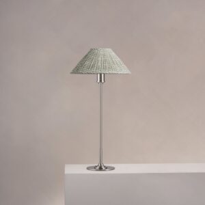 Cotswold średnia plisowana lampa stołowa zielony mech – Satynowy nikiel