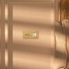 Kew Włącznik dźwigniowy x 2 i gniazdo Schuko typu F w podwójnej ramce – Antyczny mosiądz, Biały