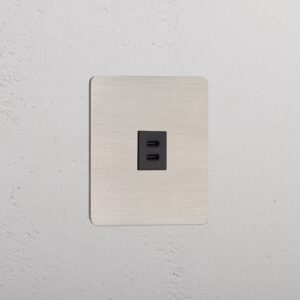 Kew Gniazdo USB-C 30 W w pojedynczej ramce – Satynowy nikiel, Czarny